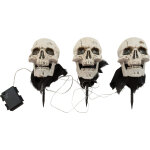 Europalms tte de squelette pour halloween avec piquet, lot de 3, 29cm - dcoration halloween