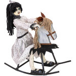 Figurine europalms pour halloween : petite fille sur un cheval � bascule, anim�e, 72 cm - d�coration ...