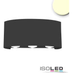 Isoled applique led direct / indirect 6 * 1w cree, ip54, noir sable, blanc chaud - lampes murales et ...