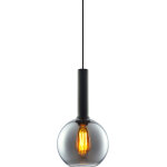 Isoled luminaire pendentif, black round verre, e27, 20cm, 50 - 300cm - lampes pendulaires
