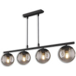 Isoled luminaire suspendu m�tal noir, ronde, verre fum�, 4xe27 douille, sans ampoules - lampes pendulaires ...
