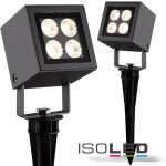 Isoled spot d'extrieur led cube ip65, 4x2 w cree, anthracite, blanc chaud - projecteurs (extrieur)