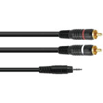 Omnitronic c�ble adaptateur 3. 5 jack / 2xrca 1m bk - c�bles adaptateurs