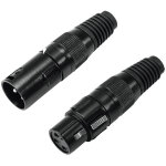Omnitronic xlr socket / plug set 3pin black housing 5x - connecteur xlr 3 pol.