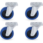 Riggatec jeu de roulettes pivotantes 125 mm roues bleues 4x sans frein - roulettes