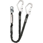 Riggatec lanyard with energy absorber, 2x scaffold hook, snap hook, 2m - v�tements de travail / epi