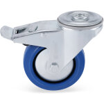 Riggatec roulette pivotante avec frein et platine ronde 100 mm roues bleues - roulettes