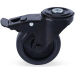Riggatec roulette pivotante avec frein et platine ronde 100 mm roues noires - roulettes