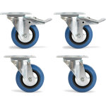 Riggatec jeu de roulettes pivotantes 200 mm roues bleues 2 avec frein, 2 sans frein - roulettes