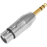 Seetronic xlr 3p femelle vers jack stéréo mâle contacts dorés - boîtier argenté - adaptateurs Seetronic xlr 3p femelle vers jack stéréo mâle contacts dorés - boîtier argenté - adaptateurs