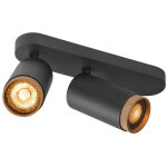 Slv grip! l, spot cl, double, qpar51, plafonnier, cylindrique, 2 x max. 6 watts, noir / or - lampes murales ...