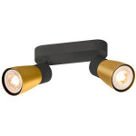Slv puri 2. 0 dome, plafonnier et applique en saillie, long, 2x max. 6 w gu10, noir / dor� - lampes murales ...