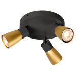Slv puri 2. 0 dome, plafonnier et applique en saillie, rond, 3x max. 6 w gu10, noir / dor� - lampes murales ...
