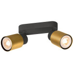 Slv puri 2. 0 tube, plafonnier et applique en saillie, long, 2x max. 6 w gu10, noir / dor� - lampes murales ...