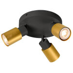 Slv puri 2. 0 tube, plafonnier et applique en saillie, rond, 3x max. 6 w gu10, noir / dor� - lampes murales ...