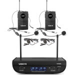Vonyx wm82b ensemble de microphones sans fil numrique uhf  2 canaux avec 2 sacs de corps - kits de ...