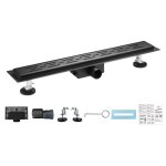 Bc - elec - 06 - 70 - b caniveau de douche 70cm en inox black matt, sterfput de douche, hauteur ajustable ... Bc - elec - 06 - 70 - b caniveau de douche 70cm en inox black matt, sterfput de douche, hauteur ajustable ...