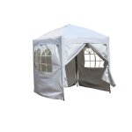 Bc - elec - 578 - 013 tonnelle de jardin dpliable, pavillon de jardin, chapiteau blanc 2x2m avec 4 parois ...