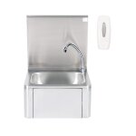Bc - elec - ass01 lave - mains mural inox avec distributeur de savon, commande au genou, �vier � commande ...