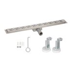 Bc - elec - hfd02 - 80 caniveau de douche 80cm en inox type lignes, sterfput de douche, hauteur ajustable ...