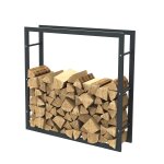 Bc - elec - hhwpf0011 rangement  bois en acier noir 100x100x25cm, rack pour bois de chauffage, range ...