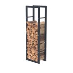 Bc - elec - hhwpf0015 rangement  bois en acier noir 125x40x25cm, rack pour bois de chauffage, range ...