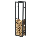 Bc - elec - hhwpf0016 rangement  bois en acier noir 150x40x25cm, rack pour bois de chauffage, range ...