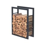 Bc - elec - hhwpf0017 rangement � bois en acier noir 80x60x25cm, rack pour bois de chauffage, range - ...