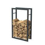 Bc - elec - hhwpf0018 rangement  bois en acier noir 100x60x25cm, rack pour bois de chauffage, range ...