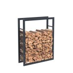 Bc - elec - hhwpf0021 rangement  bois en acier noir 100x80x25cm, rack pour bois de chauffage, range ...