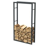 Bc - elec - hhwpf0023 rangement  bois en acier noir 150x80x25cm, rack pour bois de chauffage, range ...
