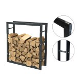 Bc - elec - hhwpf0024 rangement  bois en acier noir 80x100x25cm, rack pour bois de chauffage, range ...