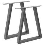 Bc - elec - hjjts0017 - s 2 pieds de table en acier gris 60x72cm, pieds pour meubles, pieds de table ...