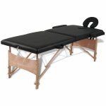 Bc - elec - hm2523 - black table de massage pliante en bois 210x80x80cm noire, + sac, max. 120kg