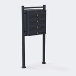 Bc - elec - hpb1x4 - gs boite aux lettres sur pieds anthracite pour 4 appartements
