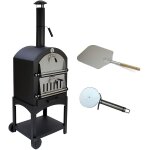 Bc - elec - hpo01 four  pizza 157x50x64cm four  pizza au charbon, pierre rfractaire et thermomtre ...