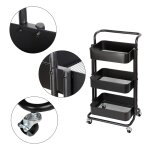 Bc - elec - ht2 - sh3m - black chariot de service � roulettes en m�tal, desserte de cuisine, salle de ...