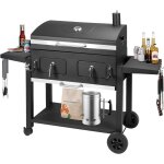 Bc - elec - jy - 114 barbecue smoker charbon xxl avec fumoir, grill sur chariot, thermom�tre int�gr�, ...