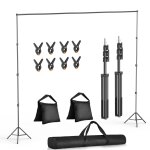 Bc - elec - m109001 support de toile de fond photo ajustable 2. 6x3m, kit complet avec pinces, sacs de ...