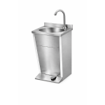 Bc - elec - qh - esf404 lave - mains mural inox avec robinet � commande au pied et espace poubelle