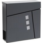 Bc - elec - shwmb001 bo�te aux lettres murale en acier galvanis� anthracite avec compartiment inf�rieur ...