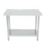 Bc - elec - wt2448b table de cuisine, plan de travail avec rebord en inox 120x60cm, idéal cuisine, restaurant, ... Bc - elec - wt2448b table de cuisine, plan de travail avec rebord en inox 120x60cm, idéal cuisine, restaurant, ...