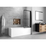 Atelier du bain - pare baignoire ola 1 volet relevable h. 140xl. 71 v. transp. prof. noir