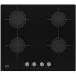 Beko - table gaz verre noir 4 foyers beko hilg64221s