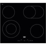 Beko - table vitrocramique noir 4 foyers beko hic64403t
