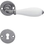 Ensemble poigne souillac porcelaine / patin avec rosace  cl - lapeyre