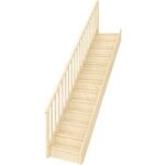 Escalier faubourg qt haut h�tre avec rampe id�al h. 274 x rec. 85 gauche - lapeyre