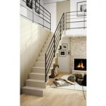 Escalier jazz droit mtal std marches htre brut rampe fera fer plat h. 273 g - lapeyre