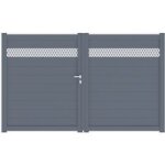 Jardimat - portail battant venitia moucharabieh alu h. 184 x l. 300 gris anth. ral 7016 fs g