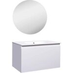 Meuble v2 happy2 gris clair l. 61 + miroir bulle d. 55 - lapeyre Meuble v2 happy2 gris clair l. 61 + miroir bulle d. 55 - lapeyre